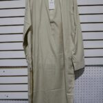 kurta pajama 2 piece off-white with black collar lining